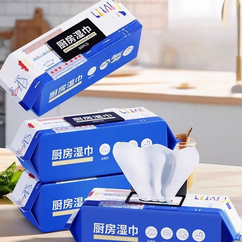 Kitchen Wipes for Degreasing and Decontamination Household Range Hood Cleaning Powerful Degreasing Wet Wipes Enlarged and Thickeneded Rags