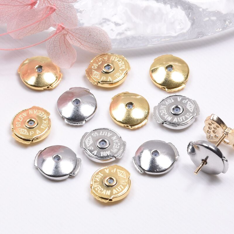 18K Gold-Filled Large Flying Saucer Ear Plugs DIY Accessories Jewelry Real Gold Color-Preserving Fashionable High-End Silicone Ear Plugs