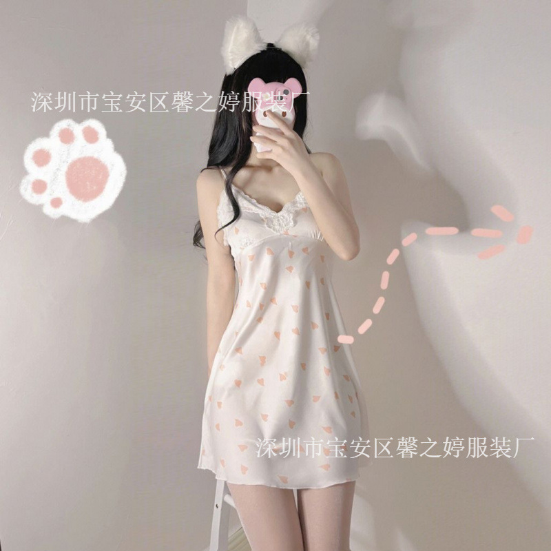 New Style Nightgown for Women with Breast Pads, Summer Suspender Skirt, V Neck, Pure Lust Style, Cute, Can Be Worn Outside as Home Clothes New Style Nightgown for Women with Breast Pads, Summer Suspender Skirt, V Neck, Pure Lust Style, Cute, Can Be Worn Outside as Home Clothes