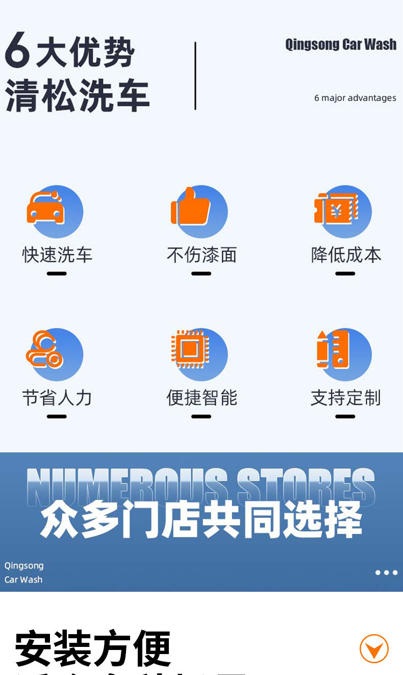Gas station self-service car wash machine, unattended car wash shop, gantry car wash machine, cross-border fully automatic car wash machine