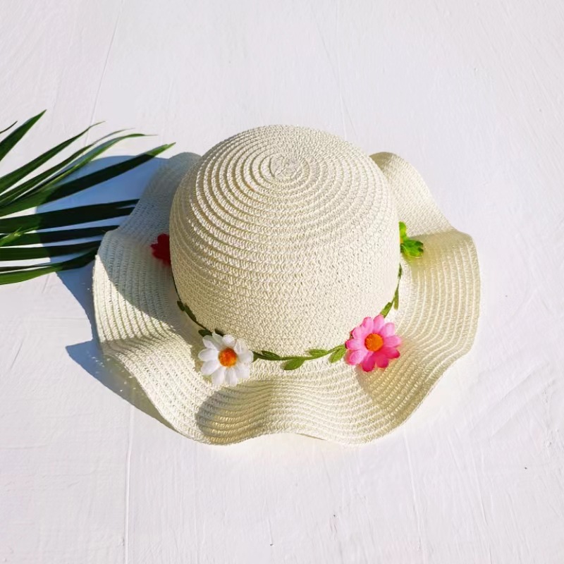 Girl'S Sweet Simple Style Flower Jacquard Straw Hat display picture 5