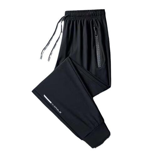 Summer Ice Silk Men's Quick-Dry Thin Casual Pants Stretchy Plus Size Loose Athletic Pants Ankle-Binding Versatile Trendy Pants
