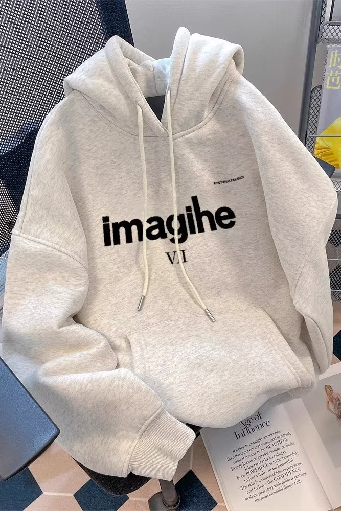 Herren Fleece Kapuzenpullover Oversize Herbst Winter Weißer Hoodie_voghion.com