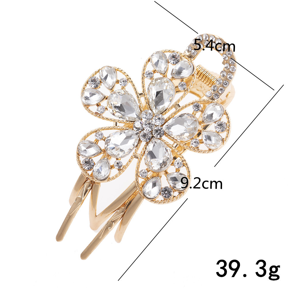 Rhinestones, Pearl Inlay Material 1 Piece Quantity Fashion Flower Bow Knot Metal Plating Inlay Rhinestones Pearl Hair Clip 1 Piece