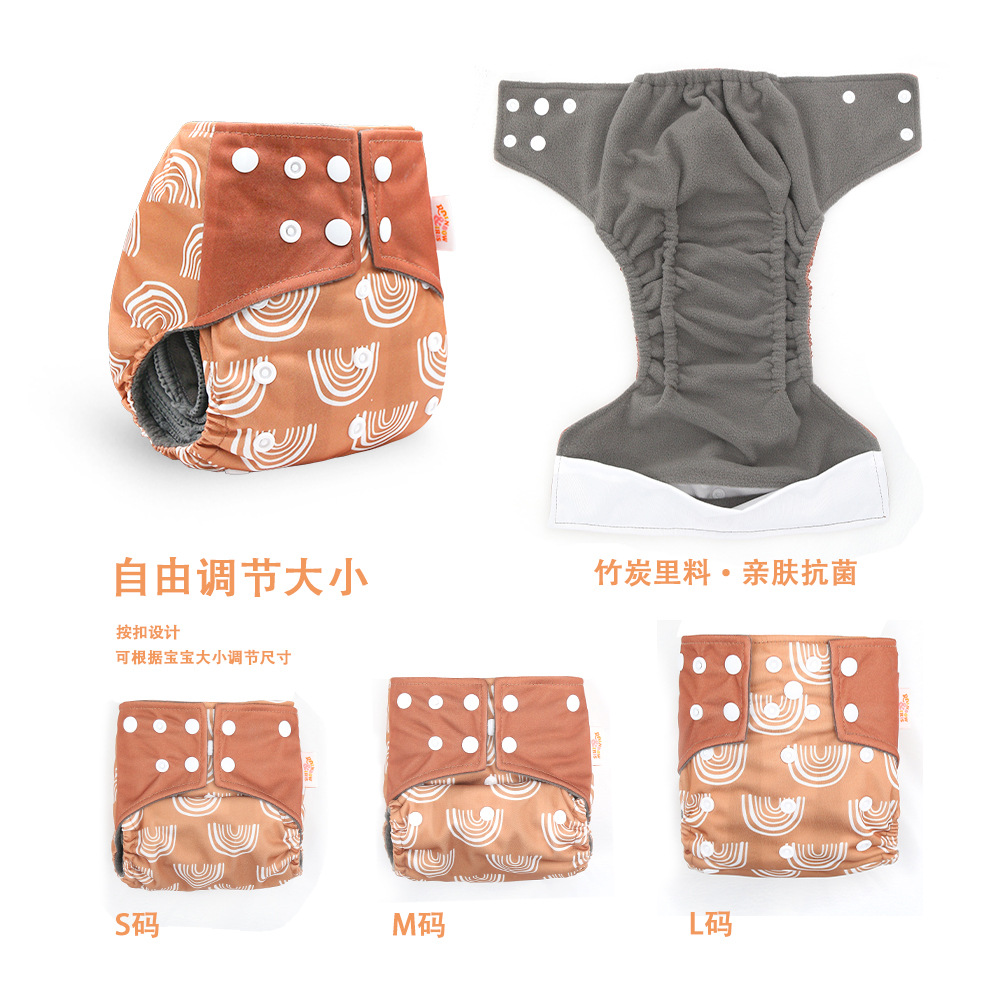 INS impresión digital de estilo occidental pañales de carbón de bambú pantalones de entrenamiento de fugas a prueba de agua anti-lado transfronterizo en stock pañal de tela