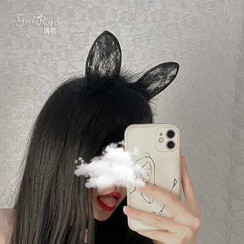 Gorgeous sexy accessories lace plush headband internet celebrity photoshoot cat ears cosplay uniform accessories dropshipping p1