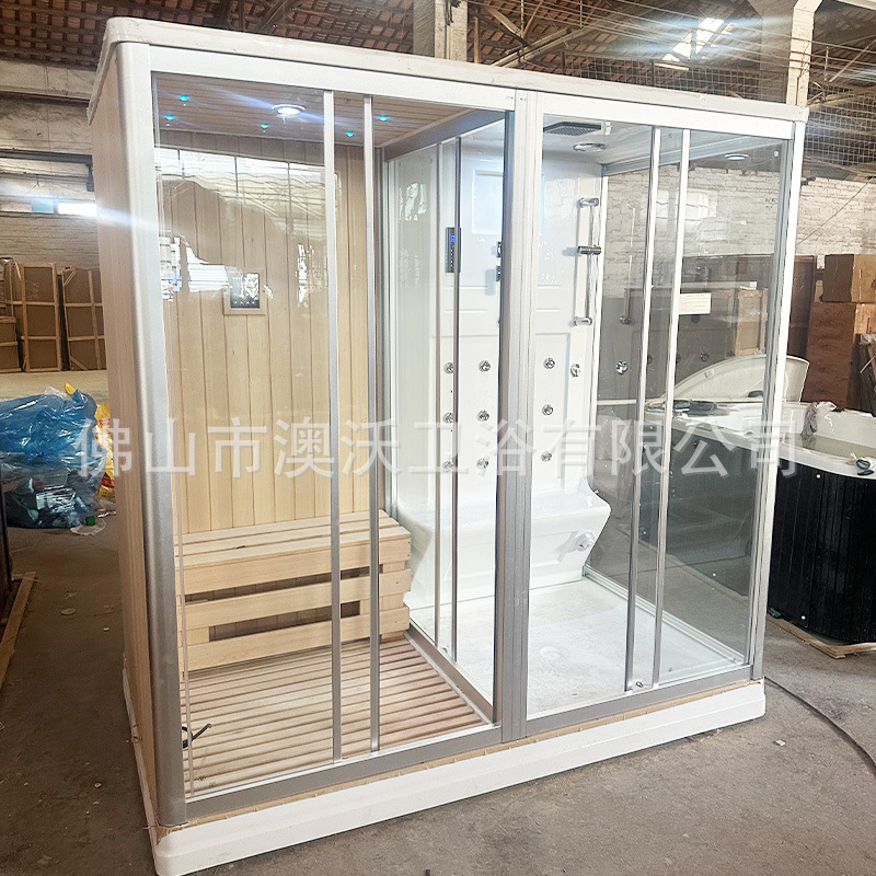 Abeto de hierro infrarrojo lejano onda de luz sala de ducha de hierro abeto Club sala de sauna en casa sala de vapor de sudor separación húmeda y seca integrada
