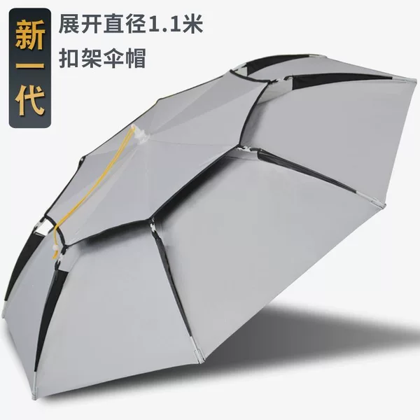 Foldable fishing umbrella hat, head-mounted hat umbrella, extra-large adult multifunctional anti-UV fishing gear hat