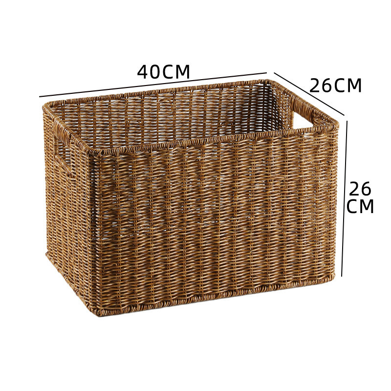 Cesta de almacenamiento de tela de caña imitación ropa sucia juguetes bocadillos cesta de almacenamiento de artículos de bambú tejido casero sala de estar gabinete de televisión escritorio completo