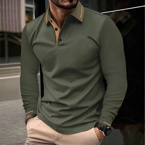 Fast-selling two-piece 24 new style lapel sports polo shirt—new European and American men’s version