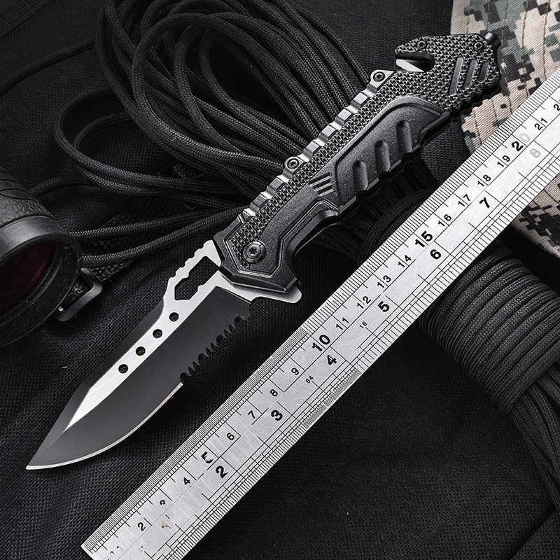 野营战术高硬度铝柄折叠刀多功能求生便携式折刀促销礼品户外刀具
