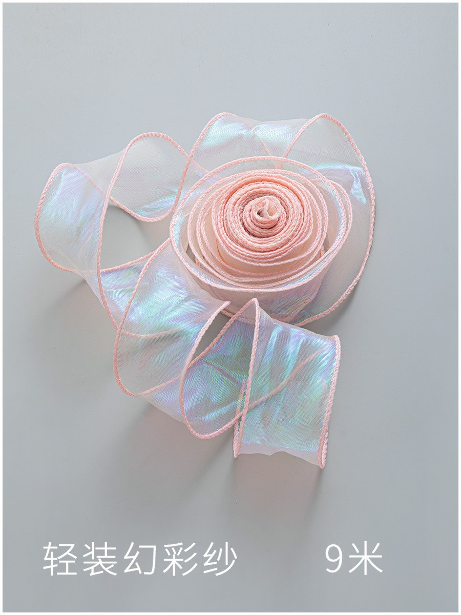Fábrica al por mayor de color sólido gasa cinta arco nudo bolsa flor cinta copia borde gasa cinta flor embalaje fishtail hilo cinta