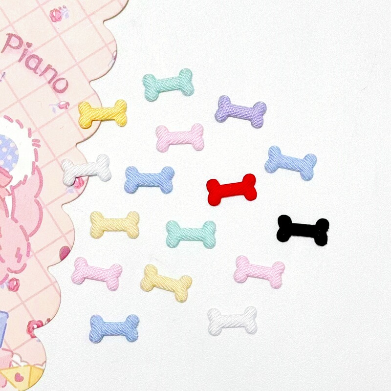Ins-Style Fabric Macaron-Colored Dog Bone DIY Handmade Jewelry Decoration Accessories Badge Holder Headwear Sock Accessories