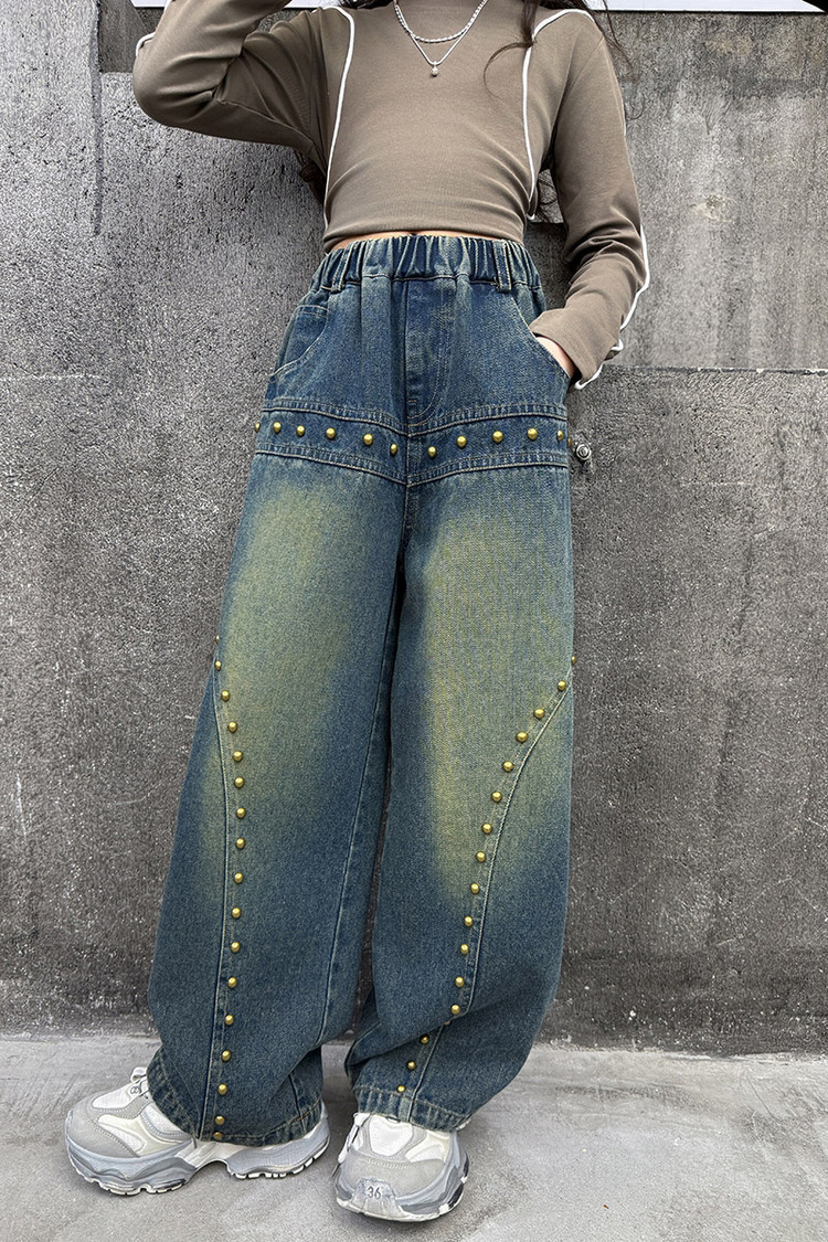 Spot 25008 Retro Pearl Jeans New Children's Miscellaneous European And American Jeans_voghion.com