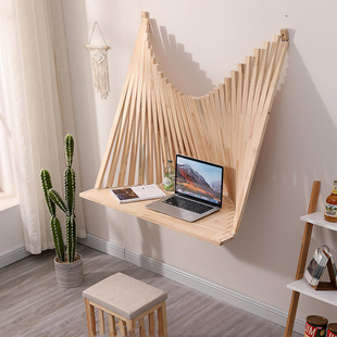 Children's Study Table Foldable Wall Table Fashionable Simple Solid Wood High-Value Computer Table Wall-Mounted Folding Desk