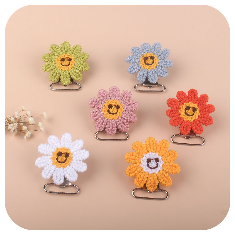 Suministros para bebés nuevo ganchillo DIY girasol chupete clip bebé girasol clip pezón anti-gota cadena Accesorios
