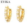Fashionable earrings from pearl suitable for men and women, European style, micro incrustation, simple and elegant design