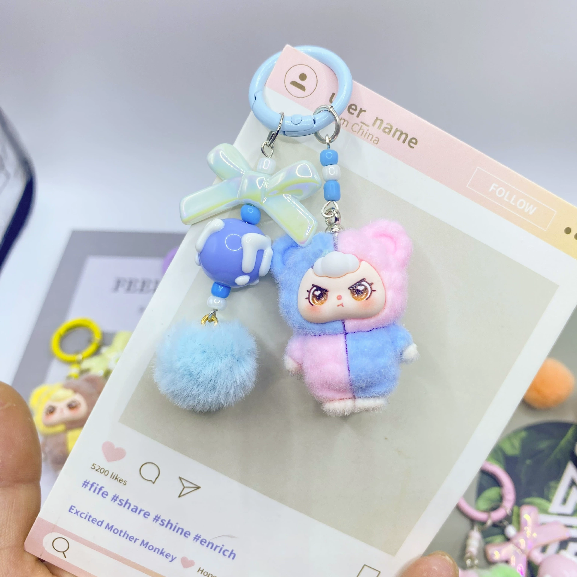 Аксессуары для ручек из бисера с отверстиями для цепочки для телефона, ручной работы, с крупными бусинами, в стиле мультяшной сестры, с цветным покрытием из смолы, для самостоятельного изготовления украшений.