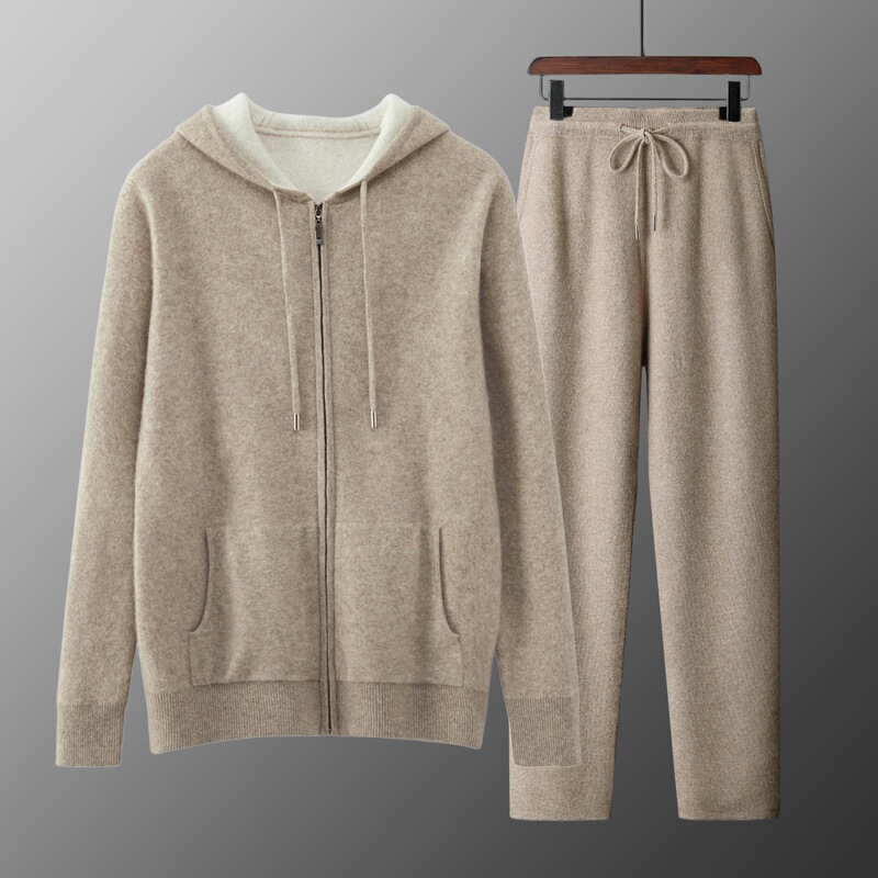2025 New Autumn and Winter Woolen Sweater Men's Suit Hoodie Zipper Cardigan Hooded Sweatshirt Thick Cashmere Knitted Sweater