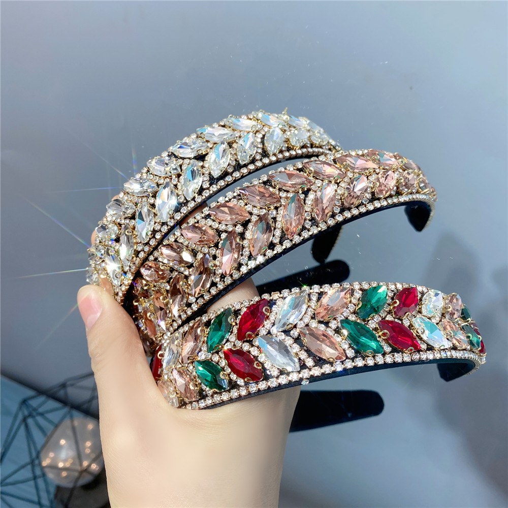 Diadema De Piedras Preciosas De Diamantes De Borde Ancho De Cristal De Moda display picture 9