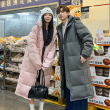 冬季超长款过膝羽绒服男士加厚中戏外套情侣款黑色白鹅绒艺考服装