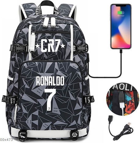 Comercio exterior estrellas de fútbol mochila de moda coreana transfronteriza mochila adolescente USB mochila escolar escolar