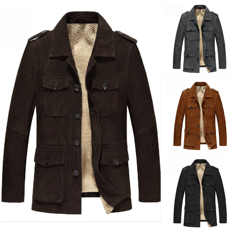 2026 European Men's Coat Faux Suede Faux Fur Jacket Amazon Cold-Proof Thickened Coat