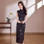 气质印花新款无袖女旗袍