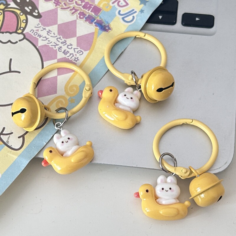 Cute bell duck duck rabbit pendant ins interesting milk almost keychain couple girlfriends backpack jewelry wholesale