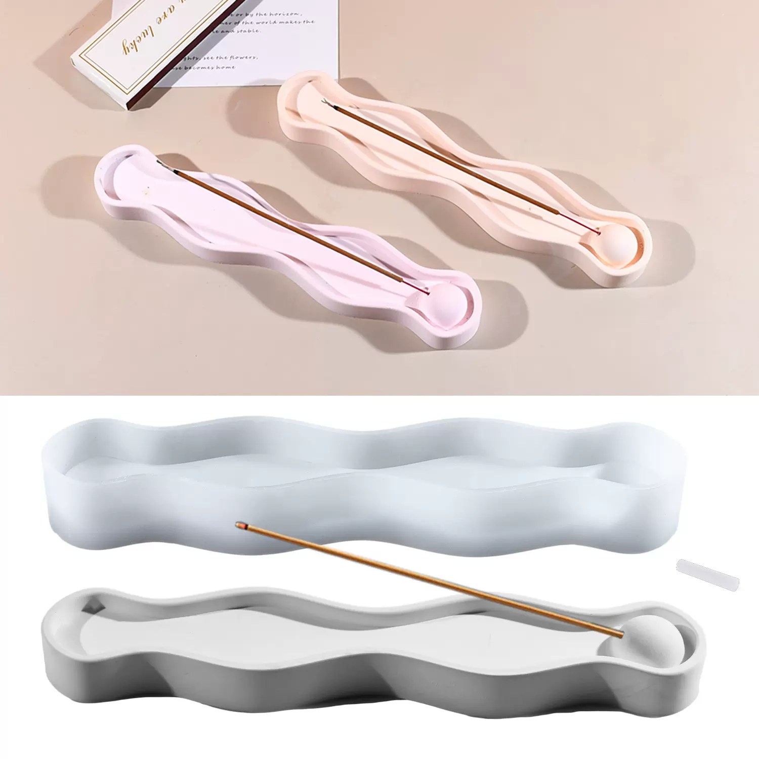 得意洋洋diy波浪插香盘滴胶模具禅意卧香香插烛台摆件硅胶模具