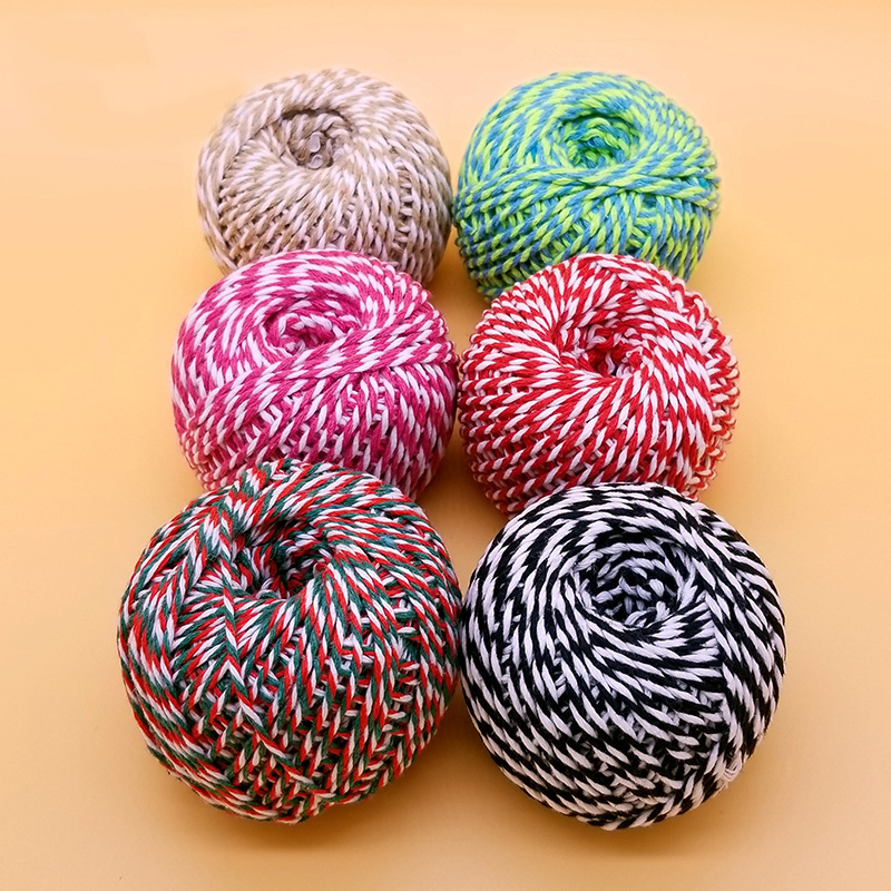 厂家批发现货家纺多色粽子线70克棉线球2mm2股棉线吊牌捆绑绳