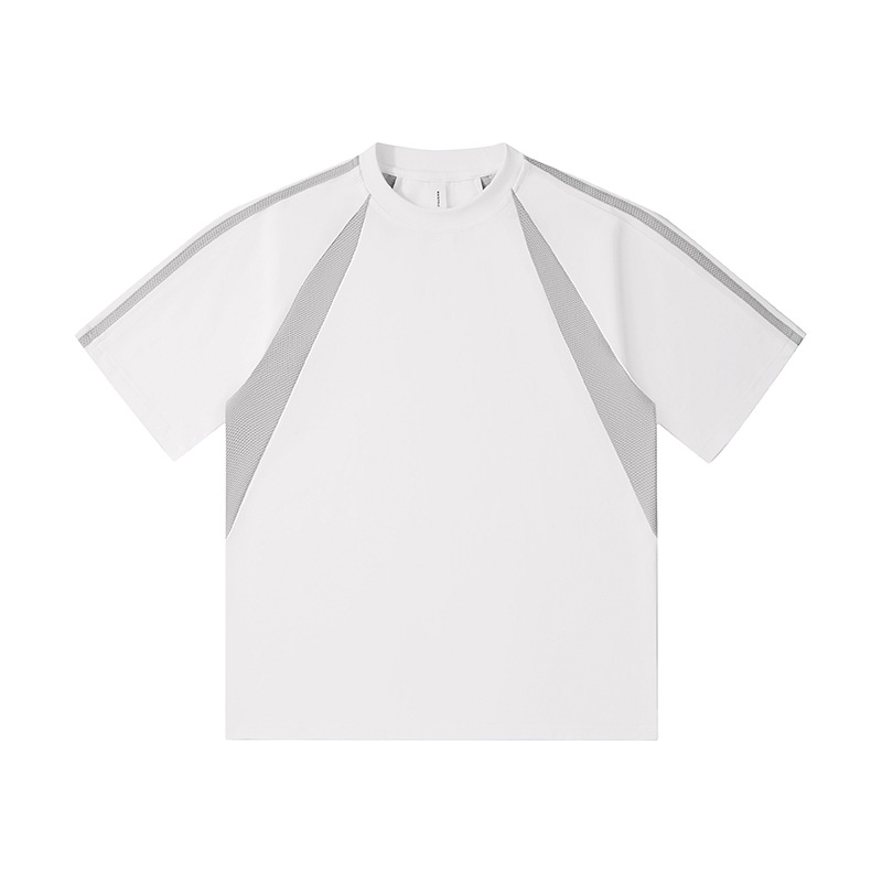 Transfronterizo tamaño europeo y americano de algodón mosaico camiseta deportiva 250G pesada camiseta de hombre de manga corta marca de moda personalizada