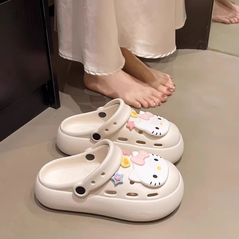 新しい漫画かわいい下駄女性の夏の厚底滑り止めつま先ソフト底サンダル通気性学生寮 diy|undefined