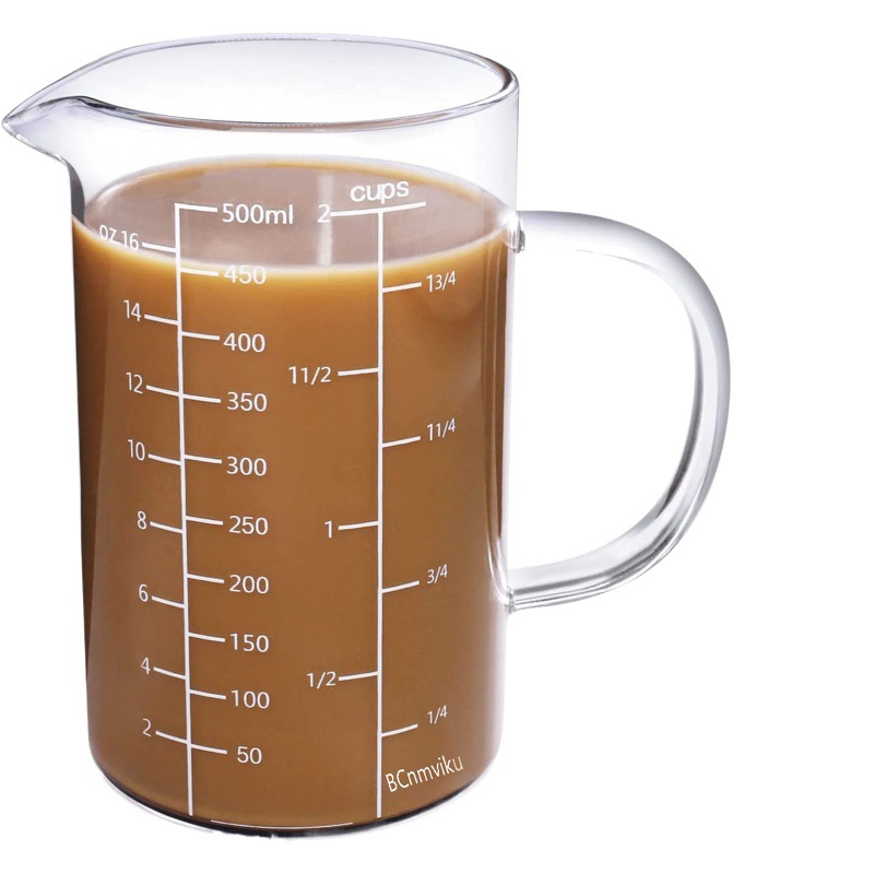 500 ml 1000 ml 16 onzas de vidrio de alta temperatura resistente al calor de borosilicato con vidrio de mango