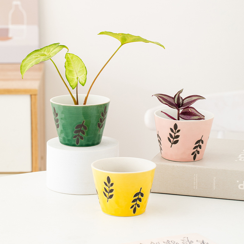 Shumen Hand-Painted Ceramic Flower Pots and Vases, Living Room Desktop Flower Arrangements, B&B Decoration, Hydroponic Green Plants, Flowers and Flower Vessels