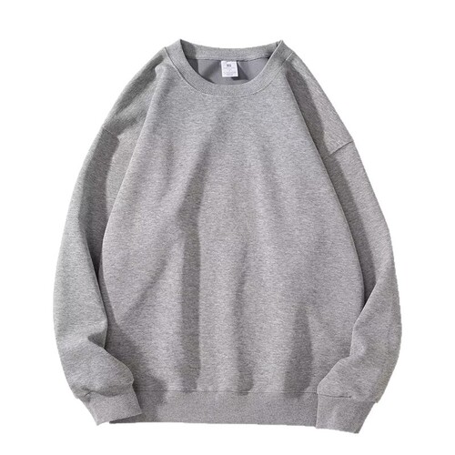 2025 solid color long-sleeved T-shirt, men's casual all-match round collar, loose spring and autumn trend, handsome elastic sweater, men