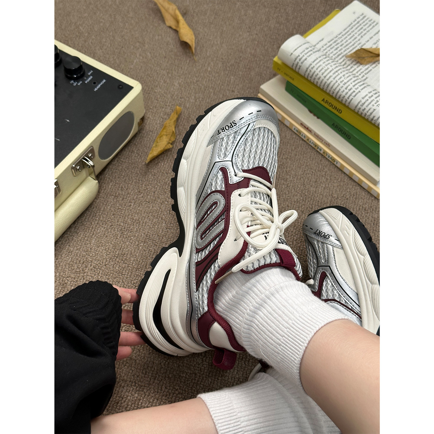 Yuanyi Shoes 2024 Spring New Thick Soled Dad Shoes Women's Versatile Sports Shoes MIS-1547_voghion.com