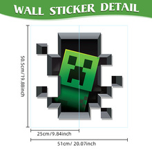 跨境Minecraft run away我的世界墙贴画客厅儿童房墙贴3D破墙墙贴