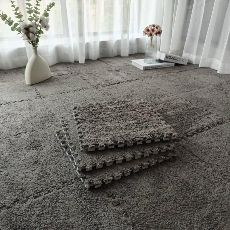 跨境轻奢纯色拼接地垫客厅满铺可清洗脚垫家用防滑耐脏地垫批发