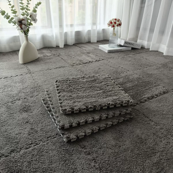 Cross-Border Light Luxury Solid Color Splicing Floor Mats for Living Rooms, Washable Floor Mats, Household Non-Slip and Stain-Resistant Floor Mats Wholesale