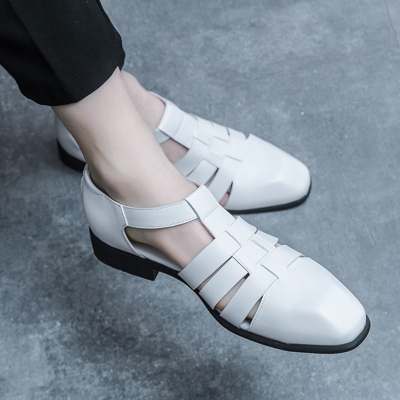 Transfronterizos de verano de tamaño grande nuevas sandalias de moda para hombres zapatos casuales de moda transpirables sandalias de cuero hueco un cabello