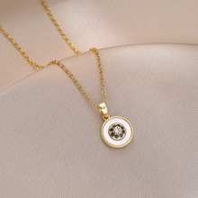 项链女欧美眼睛蝴蝶项链土耳其锆石蓝色眼睛个性时尚小众锁骨链女