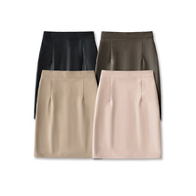 美式辣妹性感美胯后开叉包臀皮裙半身裙秋冬新款高腰修身气质短裙