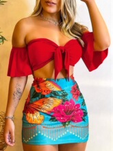 H 60340 Printed Floral Top and Skirt ӡ�����°���ȹ ��