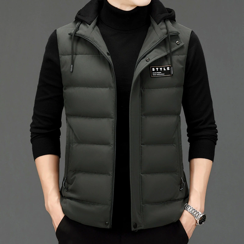 Winter vest for leisure, fashionable colored cardigan with zipper with hood, increased thickness, wholesale