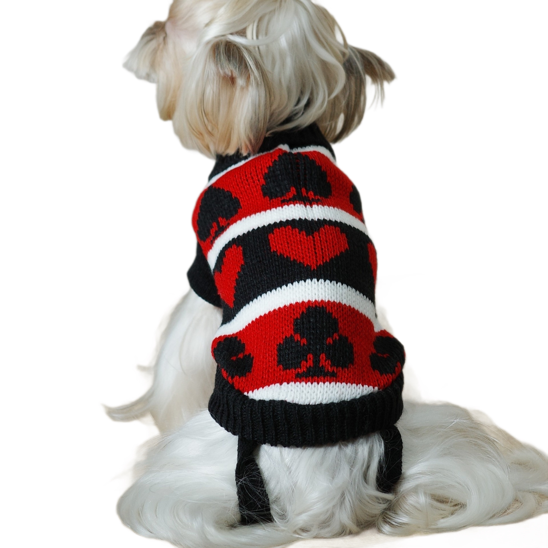 犬ニットセータートランプ柄秋と冬暖かいペット服小型犬テディビションファッション服