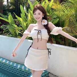 2026新款少女感高级bikini三件套分体沙滩温泉海边度假日韩游泳衣