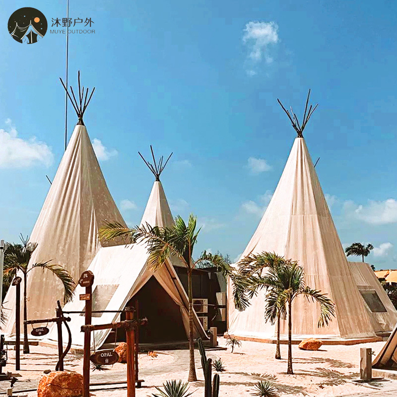 Muye campamento al aire libre Luz de lujo camping pirámide tienda B & B punto escénico turismo estructura de acero Hotel tienda fabricante