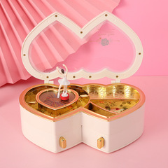 Ins girl cute large double heart dancing girl music box jewelry box music box girl birthday gift