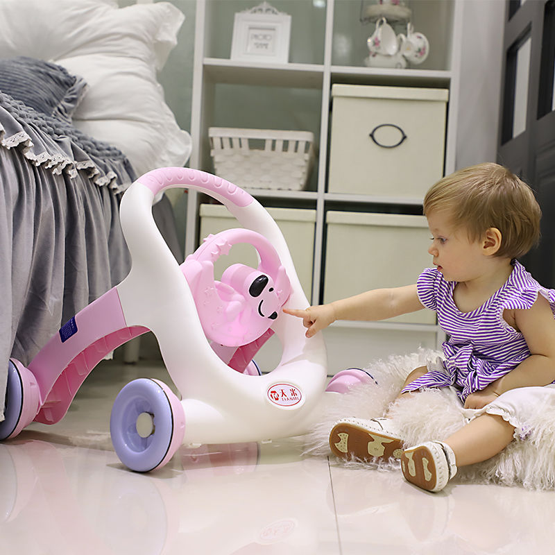 Baby Walker Stroller Anti-Rollover Walker Adjustable Speed One-Click Folding with Music